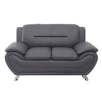 Causeuse en cuir reconstitué marron/noir, style moderne, 2 places