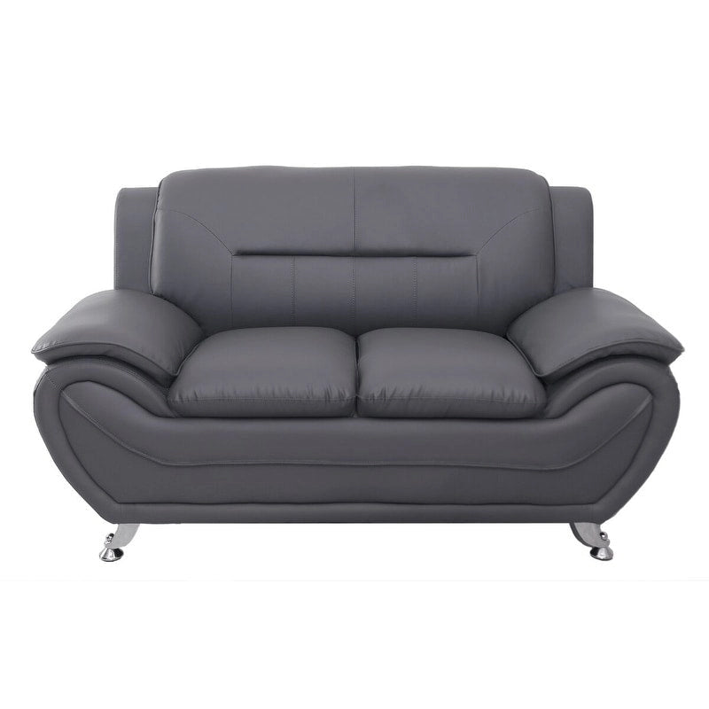 Causeuse en cuir reconstitué marron/noir, style moderne, 2 places