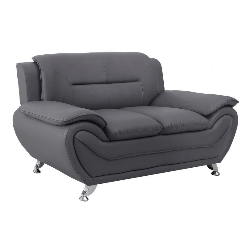 Causeuse en cuir reconstitué marron/noir, style moderne, 2 places