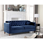 Canapé 3 places Chesterfield en velours froissé beige / bleu foncé / gris / vert / noir / rose