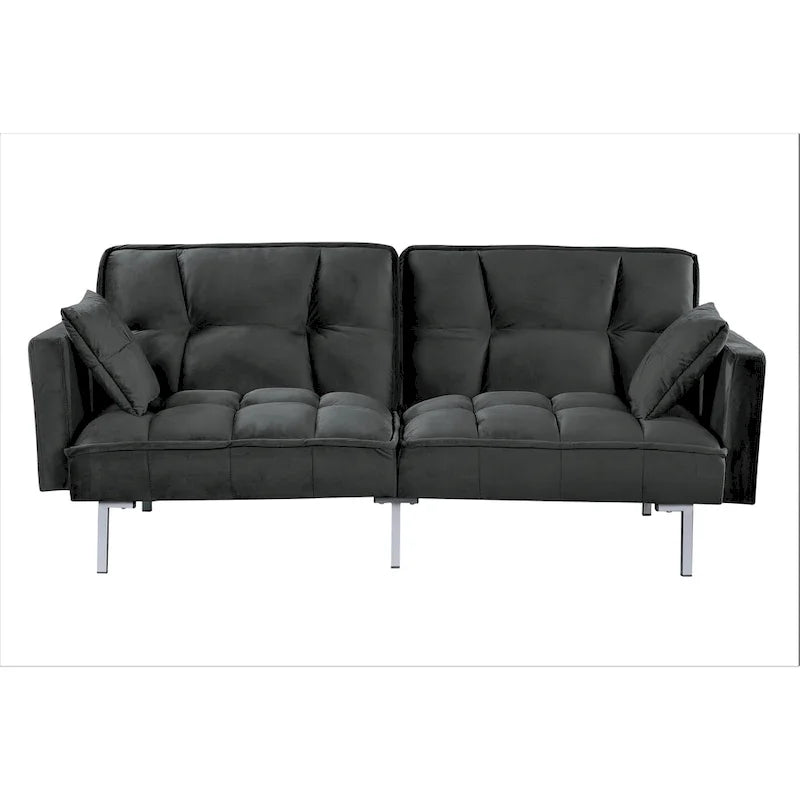 Bernal 75.6W Velvet Futon Sofa Bed Sleeper