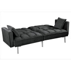 Canapé convertible futon en velours capitonné, 2 places, multicolore
