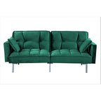Canapé convertible futon en velours capitonné, 2 places, multicolore