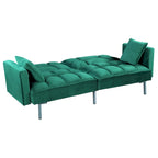 Canapé convertible futon en velours capitonné, 2 places, multicolore