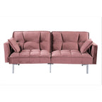 Canapé convertible futon en velours capitonné, 2 places, multicolore