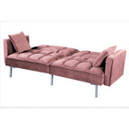 Canapé convertible futon en velours capitonné, 2 places, multicolore