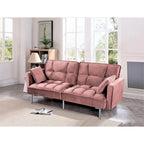 Canapé convertible futon en velours capitonné, 2 places, multicolore