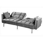 Canapé convertible futon en velours capitonné, 2 places, multicolore