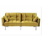Canapé convertible futon en velours capitonné, 2 places, multicolore