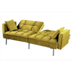 Canapé convertible futon en velours capitonné, 2 places, multicolore