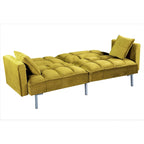Canapé convertible futon en velours capitonné, 2 places, multicolore