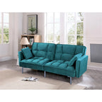 Canapé convertible futon en velours capitonné, 2 places, multicolore