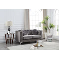Causeuse capitonnée en velours 2 places – Gris / Bleu marine / Bordeaux / Noir / Rose / Vert / Ivoire