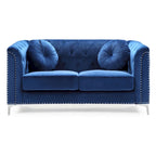 Causeuse capitonnée en velours 2 places – Gris / Bleu marine / Bordeaux / Noir / Rose / Vert / Ivoire