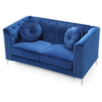 Causeuse capitonnée en velours 2 places – Gris / Bleu marine / Bordeaux / Noir / Rose / Vert / Ivoire
