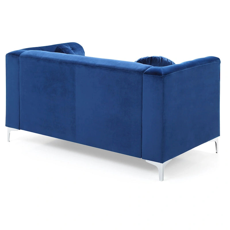 Causeuse capitonnée en velours 2 places – Gris / Bleu marine / Bordeaux / Noir / Rose / Vert / Ivoire