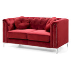 Causeuse capitonnée en velours 2 places – Gris / Bleu marine / Bordeaux / Noir / Rose / Vert / Ivoire