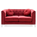 Causeuse capitonnée en velours 2 places – Gris / Bleu marine / Bordeaux / Noir / Rose / Vert / Ivoire