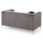 Causeuse capitonnée en velours 2 places – Gris / Bleu marine / Bordeaux / Noir / Rose / Vert / Ivoire