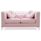 Causeuse capitonnée en velours 2 places – Gris / Bleu marine / Bordeaux / Noir / Rose / Vert / Ivoire