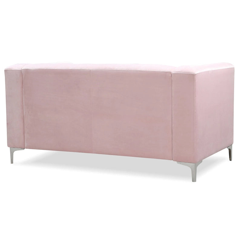 Causeuse capitonnée en velours 2 places – Gris / Bleu marine / Bordeaux / Noir / Rose / Vert / Ivoire