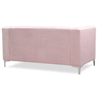 Causeuse capitonnée en velours 2 places – Gris / Bleu marine / Bordeaux / Noir / Rose / Vert / Ivoire