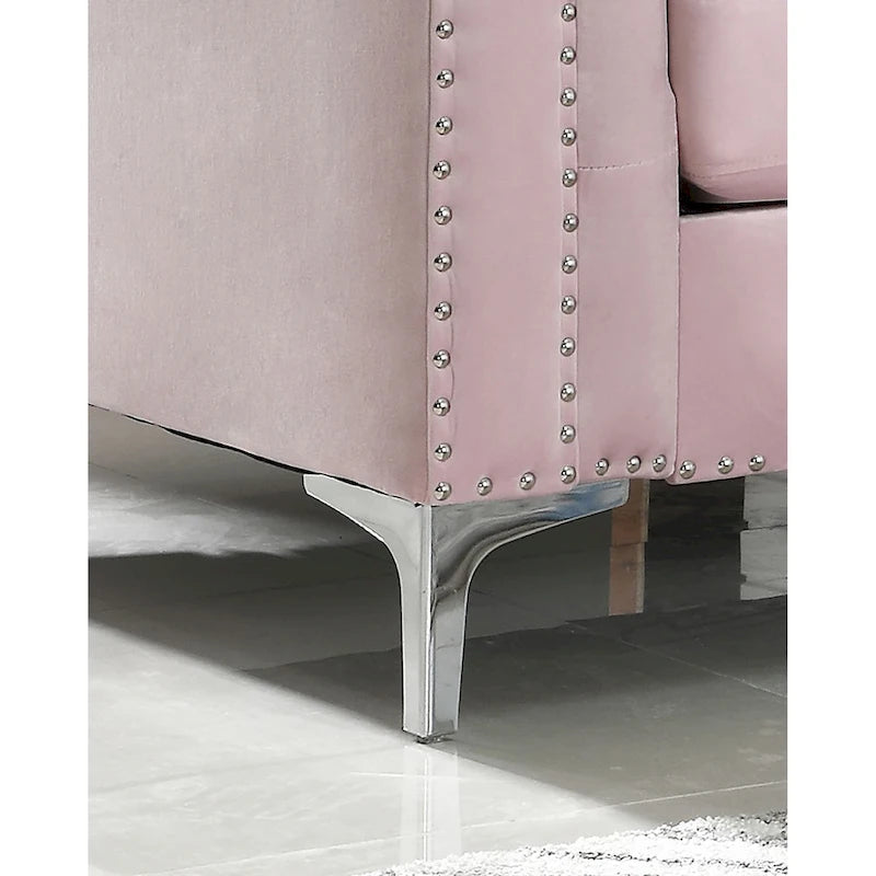 Causeuse capitonnée en velours 2 places – Gris / Bleu marine / Bordeaux / Noir / Rose / Vert / Ivoire