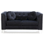 Causeuse capitonnée en velours 2 places – Gris / Bleu marine / Bordeaux / Noir / Rose / Vert / Ivoire