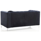 Causeuse capitonnée en velours 2 places – Gris / Bleu marine / Bordeaux / Noir / Rose / Vert / Ivoire