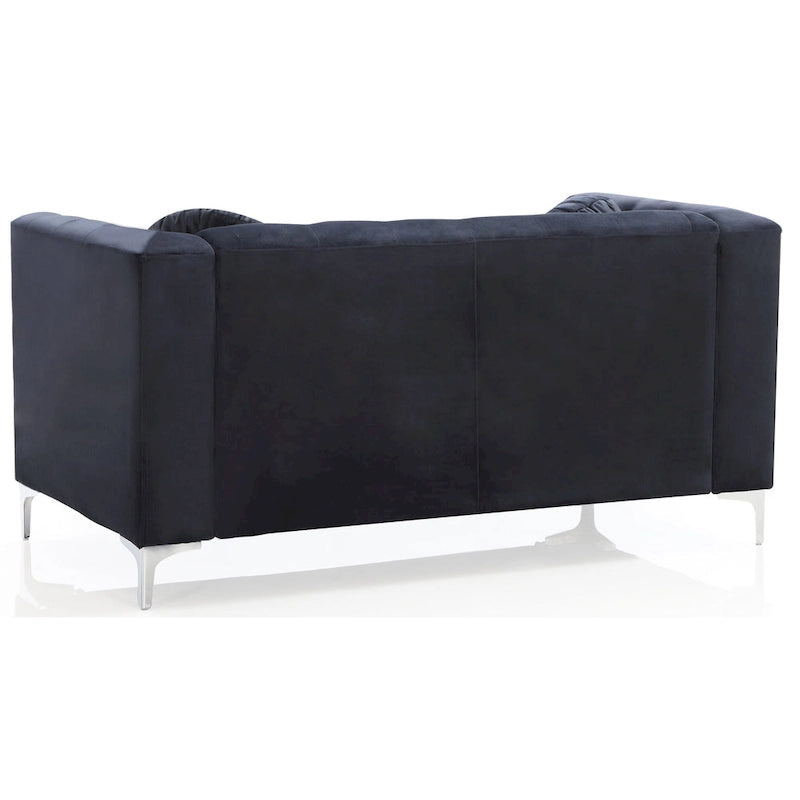 Causeuse capitonnée en velours 2 places – Gris / Bleu marine / Bordeaux / Noir / Rose / Vert / Ivoire