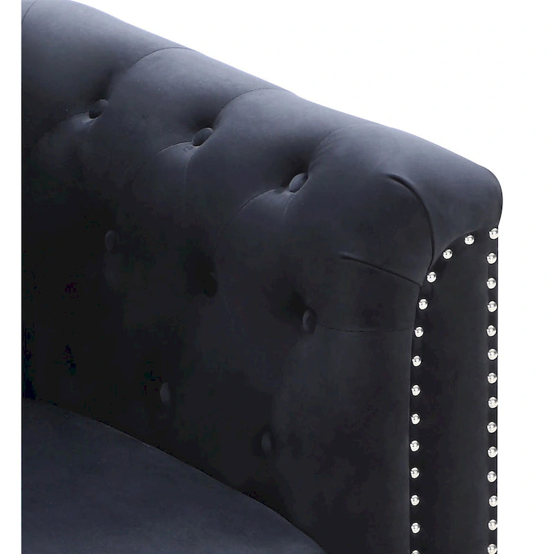 Causeuse capitonnée en velours 2 places – Gris / Bleu marine / Bordeaux / Noir / Rose / Vert / Ivoire
