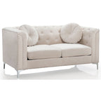 Causeuse capitonnée en velours 2 places – Gris / Bleu marine / Bordeaux / Noir / Rose / Vert / Ivoire