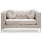Causeuse capitonnée en velours 2 places – Gris / Bleu marine / Bordeaux / Noir / Rose / Vert / Ivoire