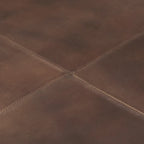 Ottoman carré en cuir pleine fleur noir/marron avec base en métal laiton