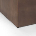 Ottoman carré en cuir pleine fleur noir/marron avec base en métal laiton