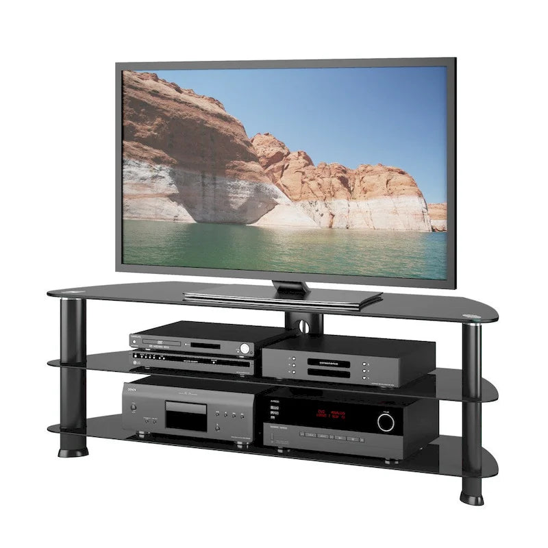 Meuble TV d'angle noir pour téléviseurs jusqu'à 65 po