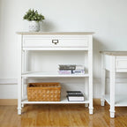 Table d'appoint vintage blanche/grise avec tiroir – 1 personne