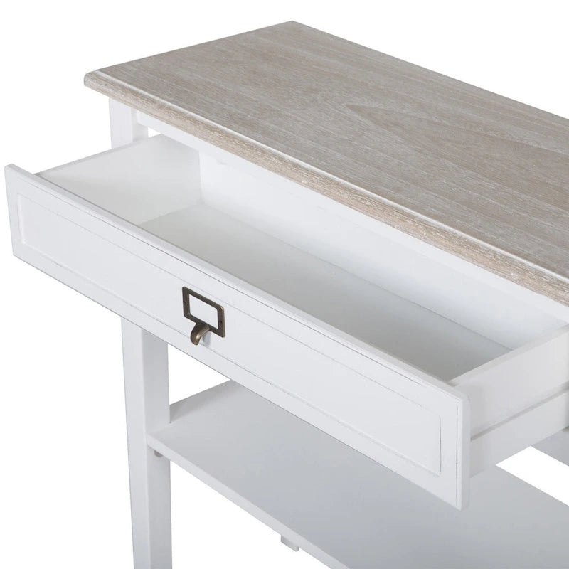 Table d'appoint vintage blanche/grise avec tiroir – 1 personne