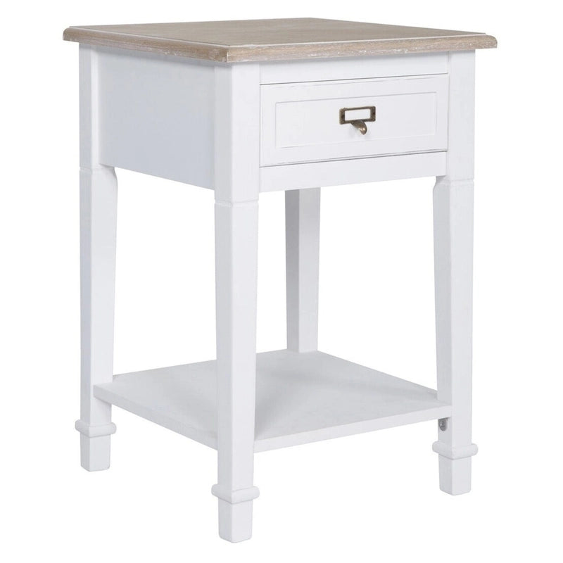 Table d'appoint vintage blanche/grise avec tiroir – 1 personne