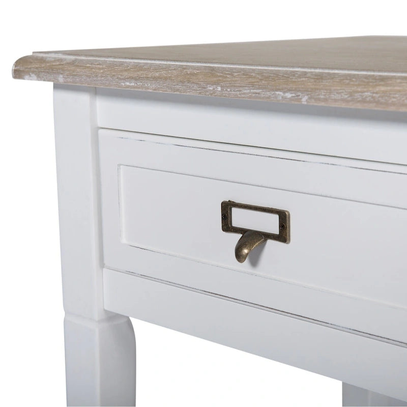 Table d'appoint vintage blanche/grise avec tiroir – 1 personne