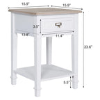 Table d'appoint vintage blanche/grise avec tiroir – 1 personne