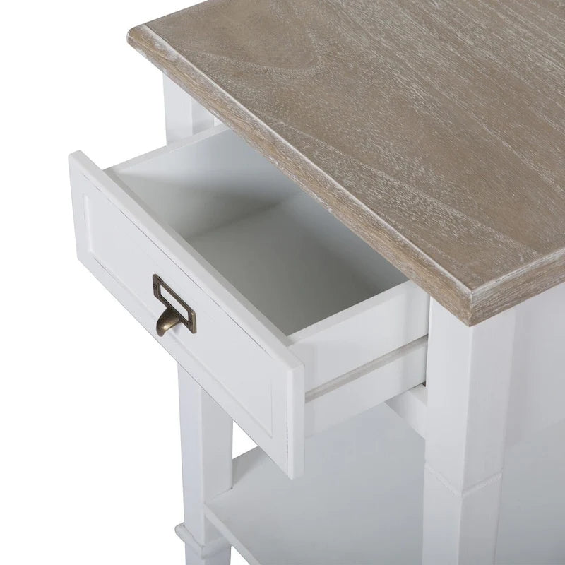 Table d'appoint vintage blanche/grise avec tiroir – 1 personne