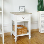 Table d'appoint vintage blanche/grise avec tiroir – 1 personne