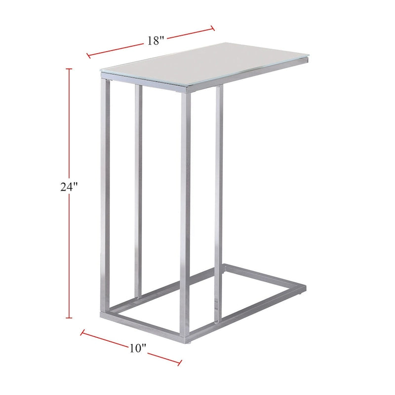 Table d'appoint en verre blanc et chrome, 1 personne