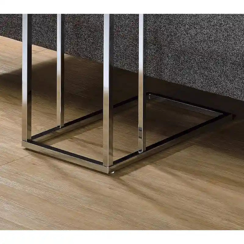 Table d'appoint en verre blanc et chrome, 1 personne