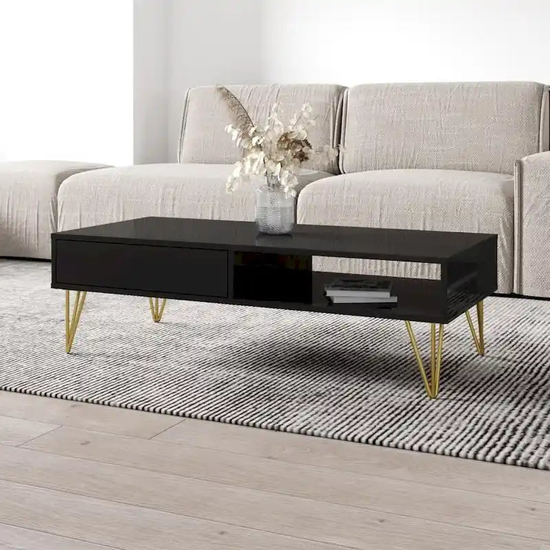 Table Basse Laquée, Noir/Blanc, Style Moderne