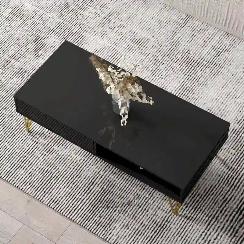Table Basse Laquée, Noir/Blanc, Style Moderne