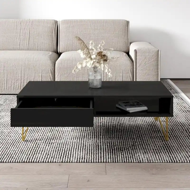 Table Basse Laquée, Noir/Blanc, Style Moderne