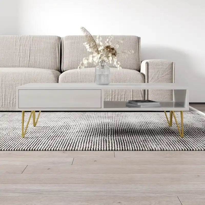 Table Basse Laquée, Noir/Blanc, Style Moderne