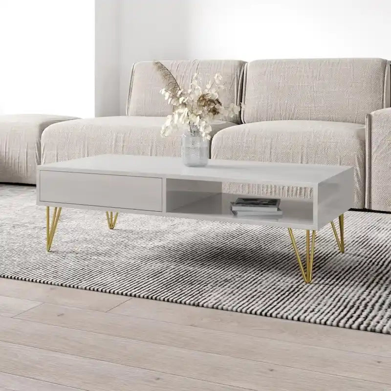 Table Basse Laquée, Noir/Blanc, Style Moderne